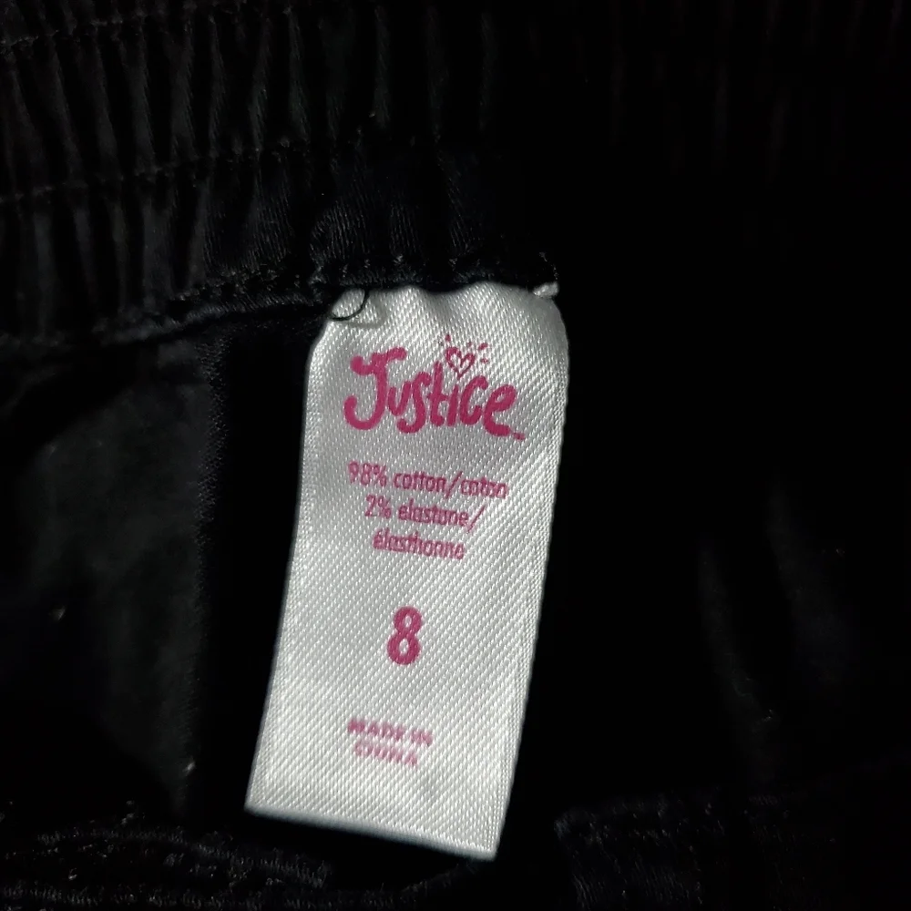 Justice Black Cargo Jogger Pants Girls Size 8